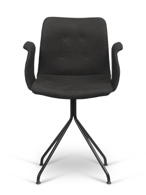 Bent Hansen - Primum stol med armlæn - Davos læder farve sort 0522 med sort drejestel